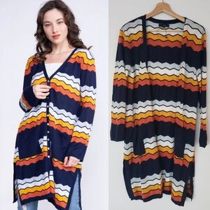 FATE Striped Pointelle Cardigan size M